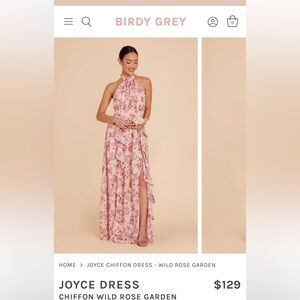 Birds Grey Chiffon Wild Rose Garden